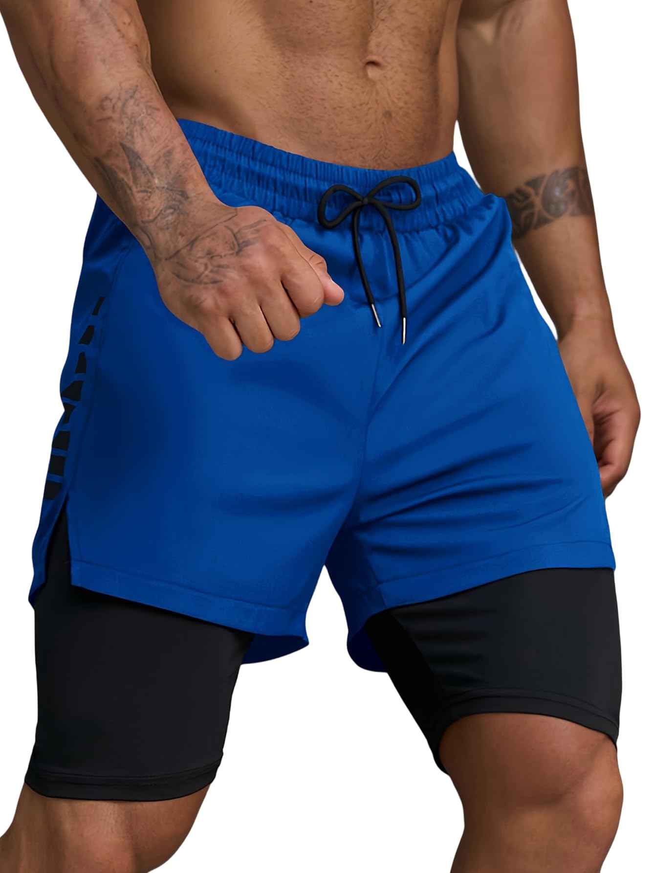 Smatstyle Short de Course Homme Court 2 en 1 Running Shorts Men Pantalon de Sport à séchage Rapide avec Poches Respirant Short d'entraînement