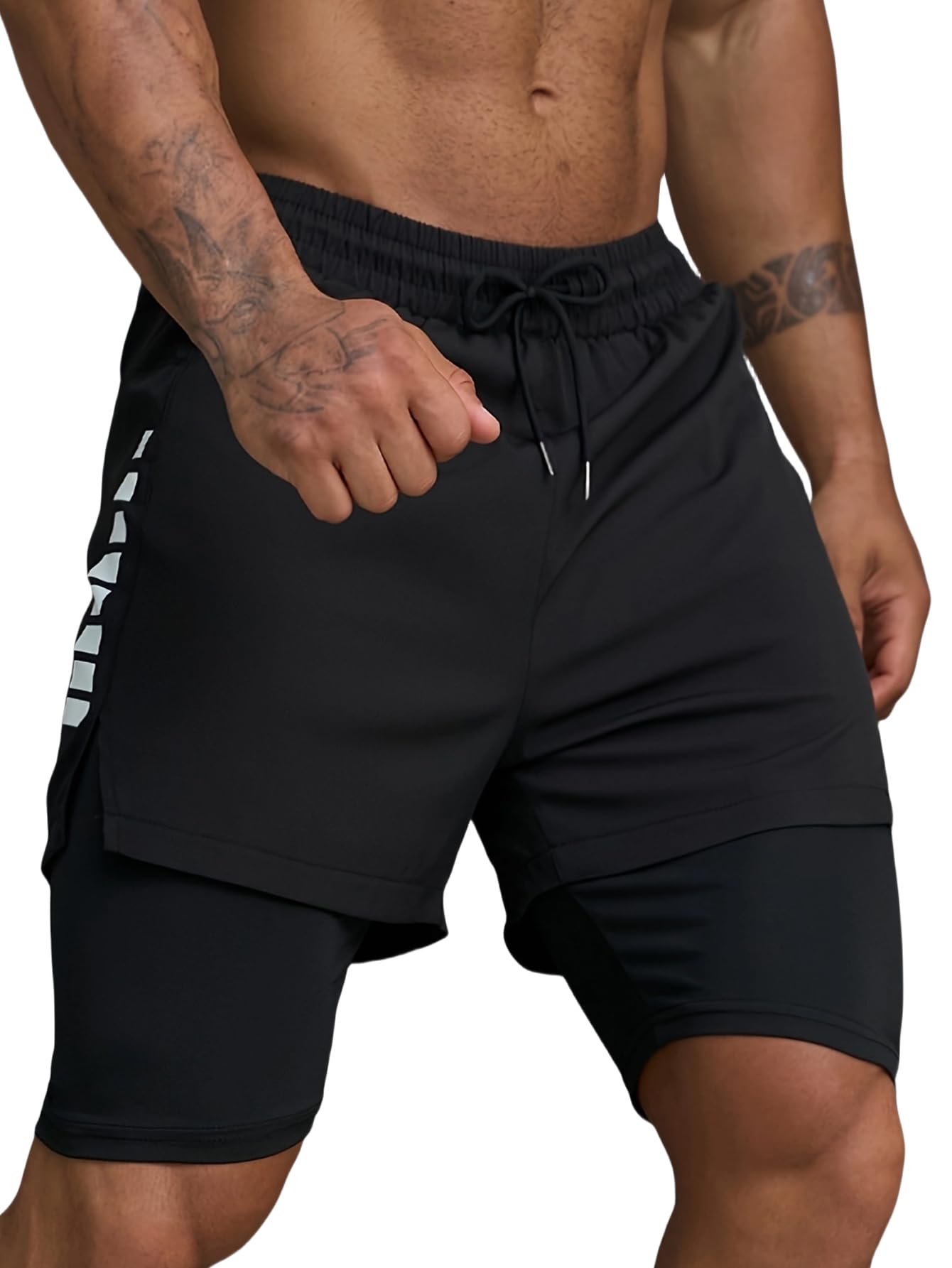 Smatstyle Short de Course Homme Court 2 en 1 Running Shorts Men Pantalon de Sport à séchage Rapide avec Poches Respirant Short d'entraînement