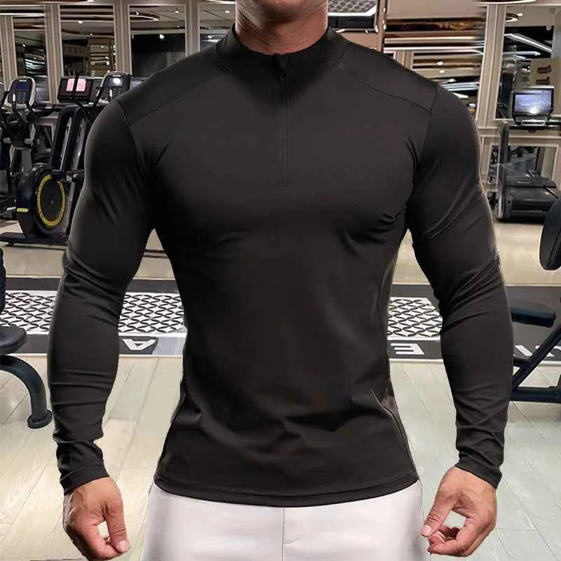 T-shirt manches longues pour homme fitness musculation running étirable confortable