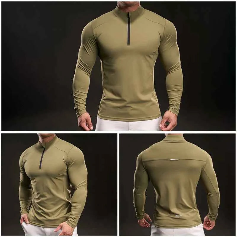 T-shirt manches longues pour homme fitness musculation running étirable confortable
