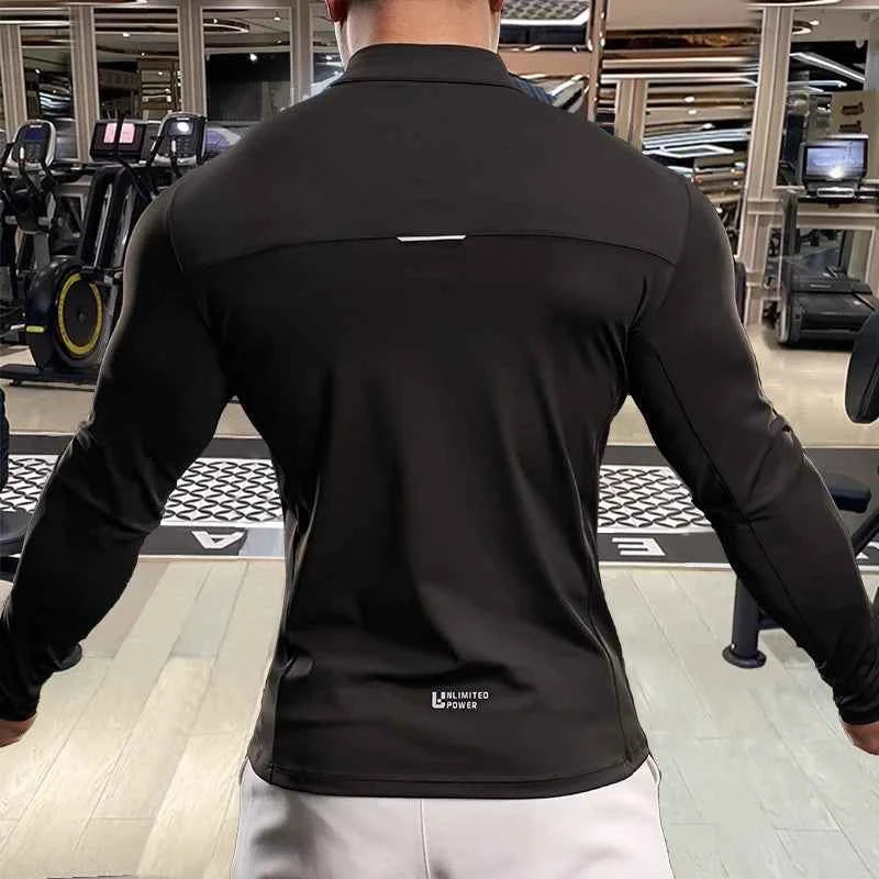T-shirt manches longues pour homme fitness musculation running étirable confortable