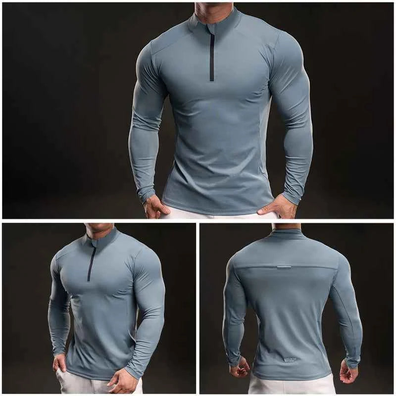 T-shirt manches longues pour homme fitness musculation running étirable confortable