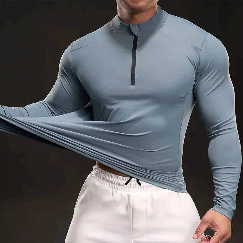 T-shirt manches longues pour homme fitness musculation running étirable confortable