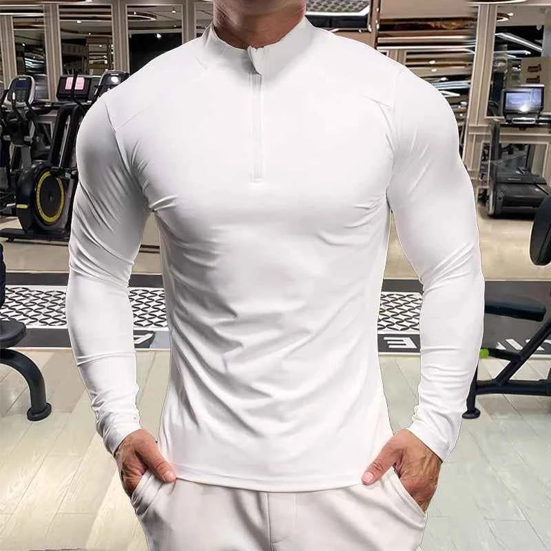 T-shirt manches longues pour homme fitness musculation running étirable confortable
