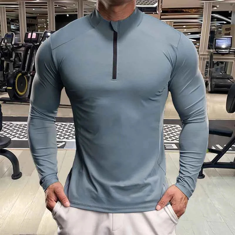 T-shirt manches longues pour homme fitness musculation running étirable confortable