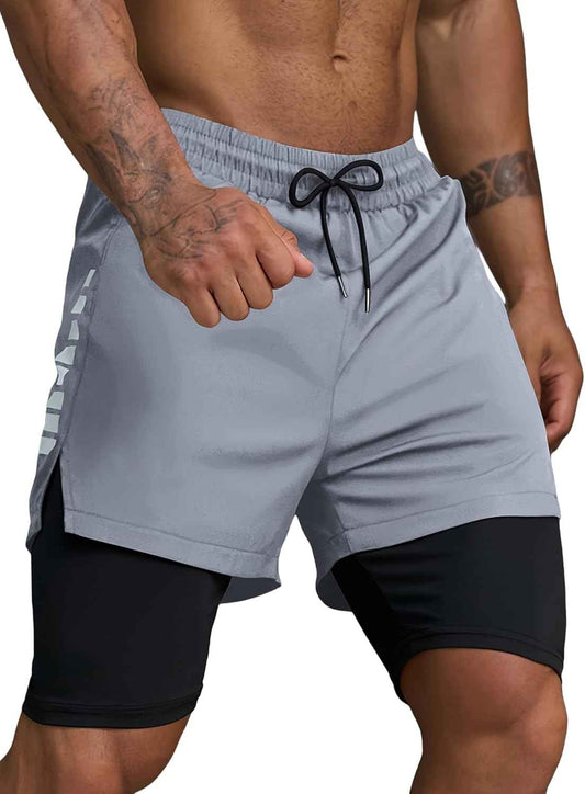 Smatstyle Short de Course Homme Court 2 en 1 Running Shorts Men Pantalon de Sport à séchage Rapide avec Poches Respirant Short d'entraînement